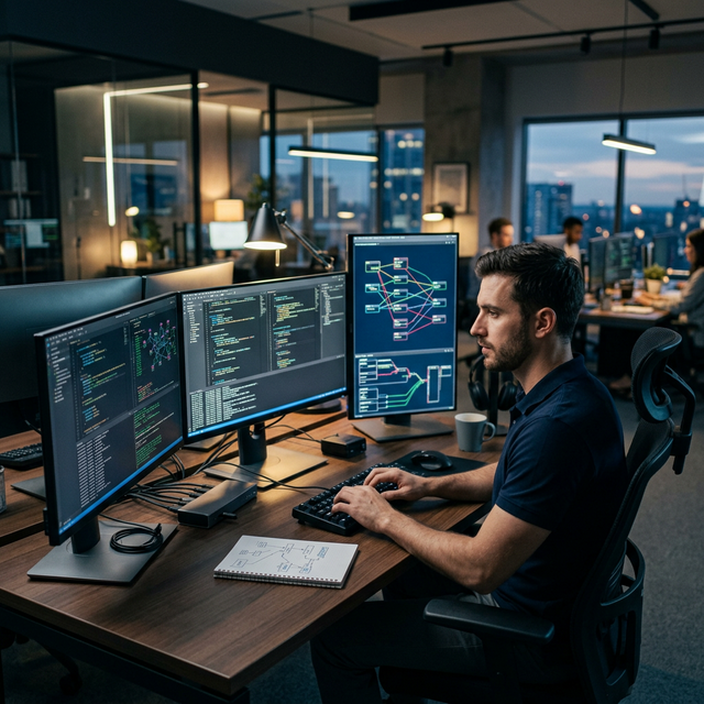 IT Engineer helping a client